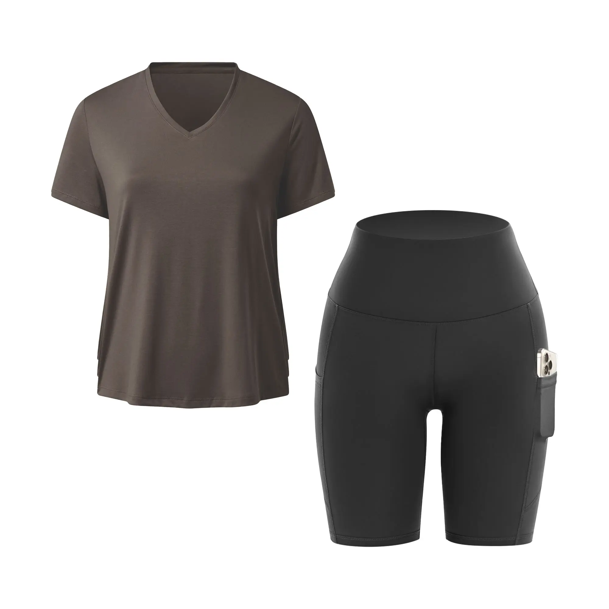 Coffee T-Shirt+Black Shorts