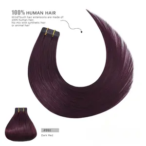 Long Hair Extensions Tape in Hair Extensions Wine Red 20 Pcs 22Inch  # 99j Burgundy 50g Invisible Human Hair Soft Straight Tape in Extensions