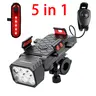 2-Piece LED Biking Light Set for Adults - 5-in-1 Ebike Accessory with Horn Alert, Headlight, Tail Light, Phone Mount, Power Bank, 5 Lighting Modes, Ultra-Bright Illumination, Night Safety, Batteries Included, Father’s Day Gift, Fits All Bicycles