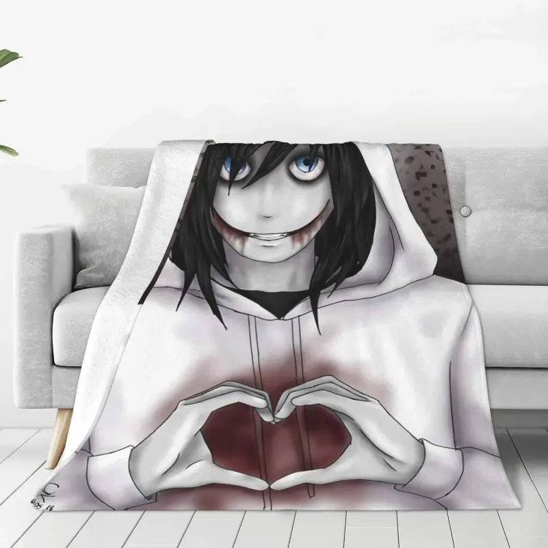 Jeff The Killer Creepypasta Custom Image Throw Blanket, Soft Lightweight Warm Cozy Flannel Fleece Bedding, for Kids & Adults, 50"X40" & Multiple Sizes, Holiday Gift for Family (Father's Day, Thanksgiving, Valentine's Day), Custom Image Blanket