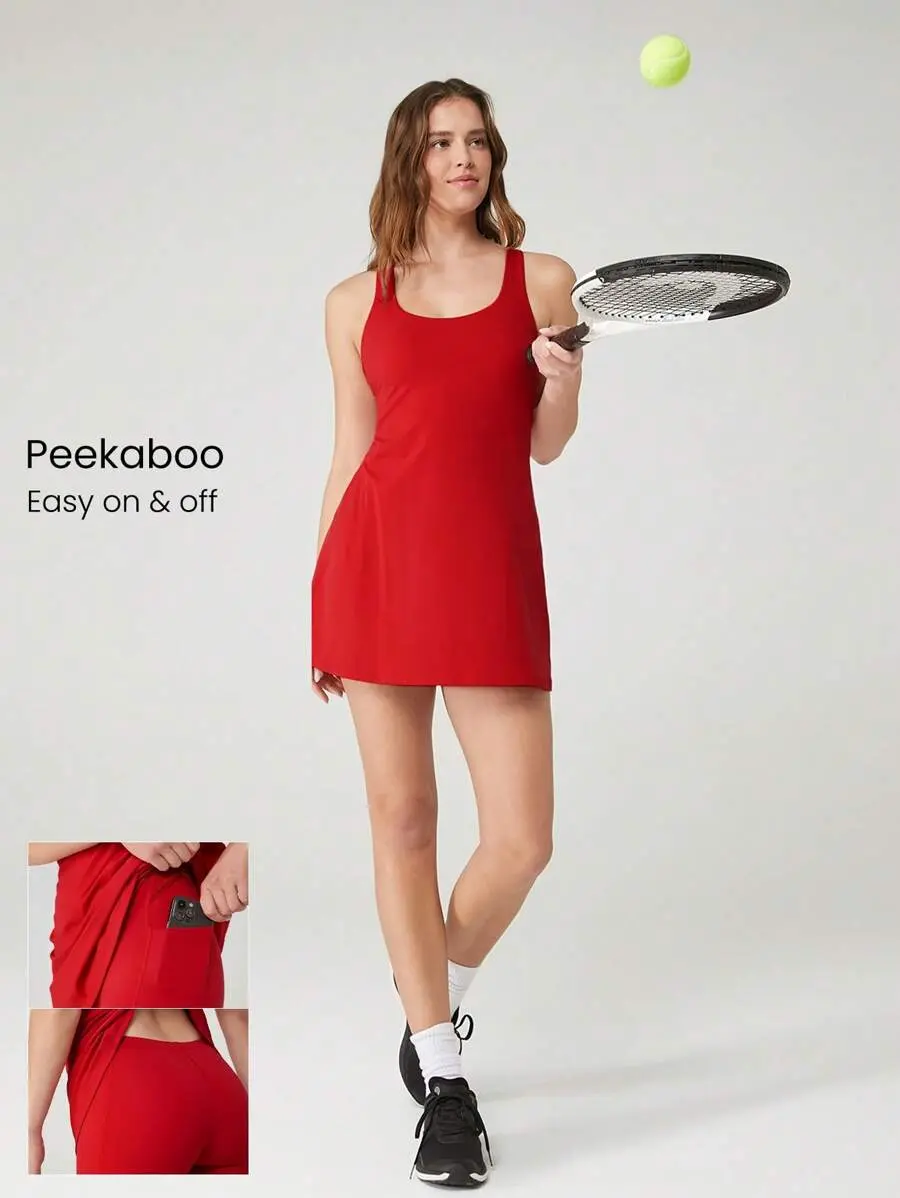 GLOWMODE FeatherFit™-Air Peekaboo Everyday Built-In Shorts Pocket Anti-Slip Dress Yoga Pilates Spring Summer Quick Dry Moisture Wicking