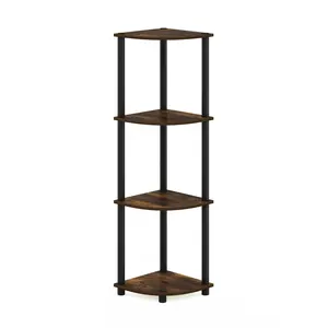 TURN-N-TUBE Corner Shelf, 4-Tier Corner Bookshelf, Display Storage Shelves with Open Shelves, for Organization and Storage, Living Room, Home Office, Garage,