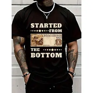 100% Cotton Shirt  Tshirt Started From Bottom Food Stamp Coupon Stars T-Shirt