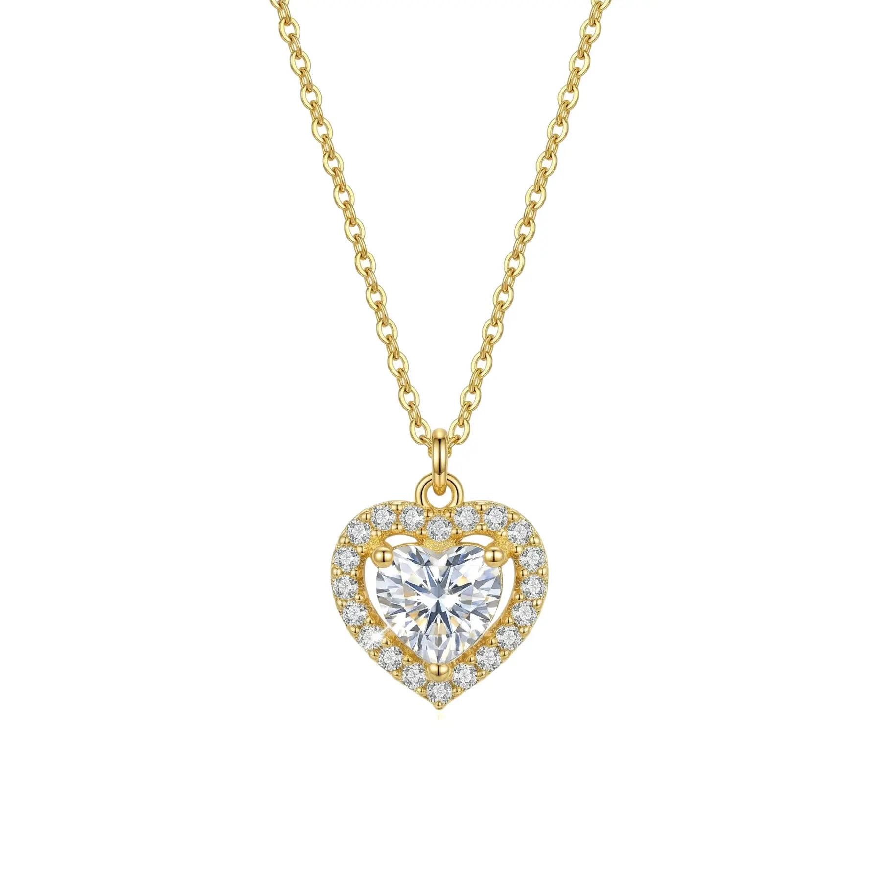 18K Gold Plated Tarnish Proof Heart Halo Zircon Pendant Necklaces For Her Exquisite Trendy Dainty Everyday Jewelry Accessories Unique Birthday Anniversary Mother Graduation Gift For Women Teen Girls