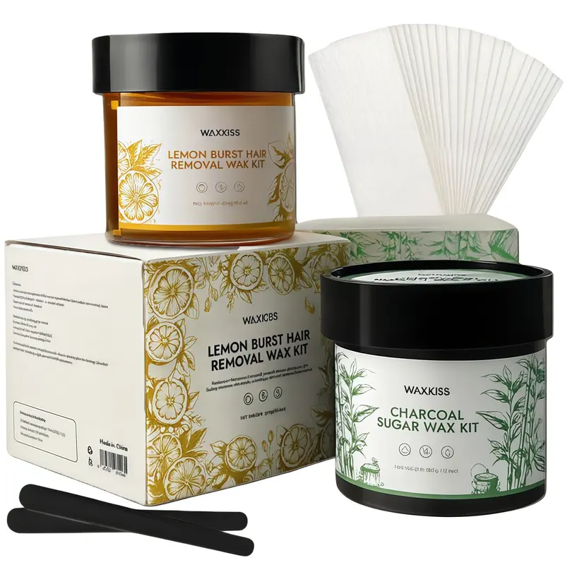 Sugar Waxing Kit, Clean & Easy Charcoal Honey Hair Removal Wax for Personal at Home & Professional at Salon Use, All Skin Types Wax Kit For Women Bikini Face Arms & Legs, Gentle Sugaring Kit - 10.6 oz, 0.66lbs, 300g/Can