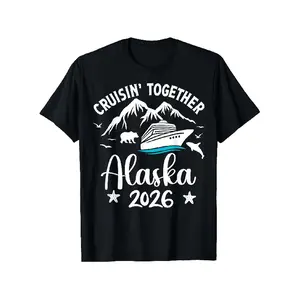 2026 Alaska Cruise T-Shirt for Family Friends And Groups - Men's Crew Neck Comfortable And Breathable Casual Wear for Summer Spring Fall Thanksgiving Halloween Christmas And Birthdays Same Style for Men and Women 2026 Summer Short-sleeved Printed