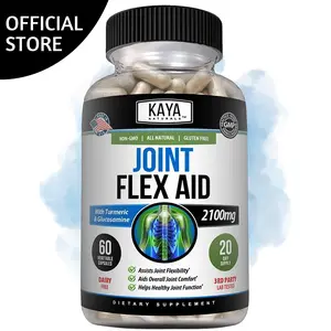 Kaya Naturals Joint Flex Aid | Joint Support Supplement for Men and Women | Turmeric Capsules, Glucosamine, MSM | for Overall Knee Support and Joint Health (60 Count) Fitness