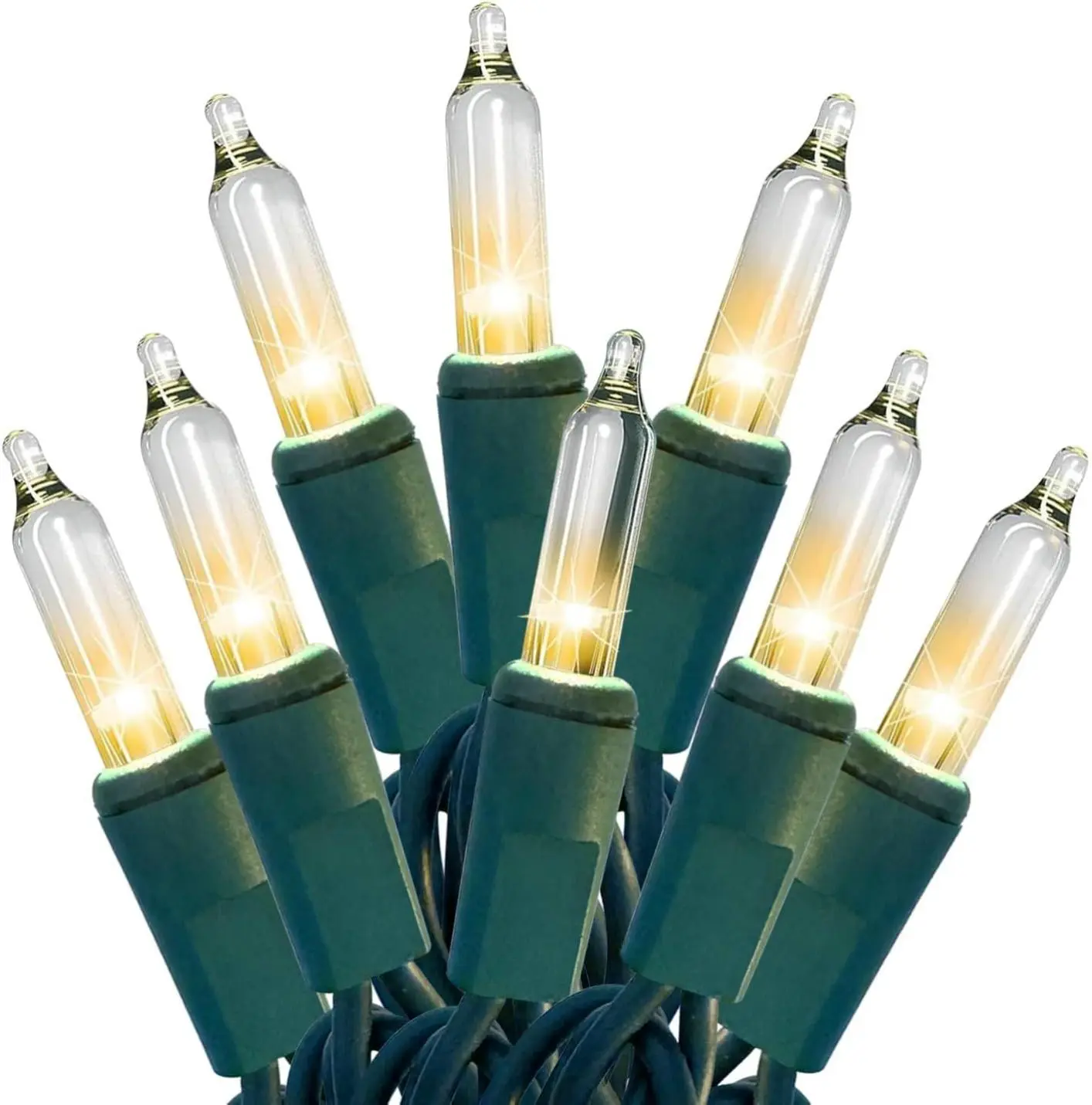 100-Count Clear Christmas Mini Lights – 21ft Green Wire Indoor/Outdoor String Lights (UL Certified)
