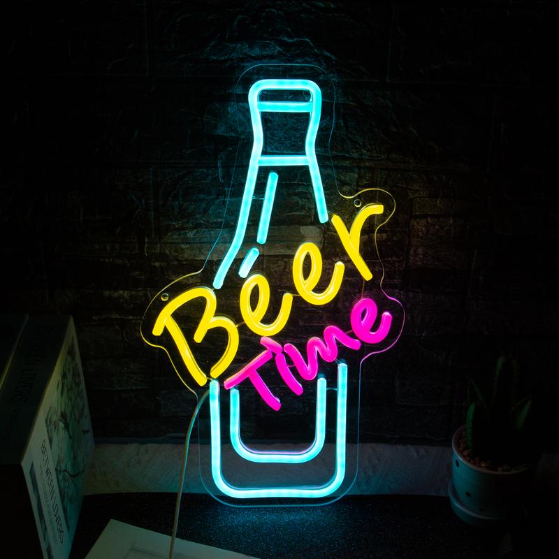 1PC Blue Beer Time Sign Neon, Beer Neon Signs, Adjustable Lights, Bar ...