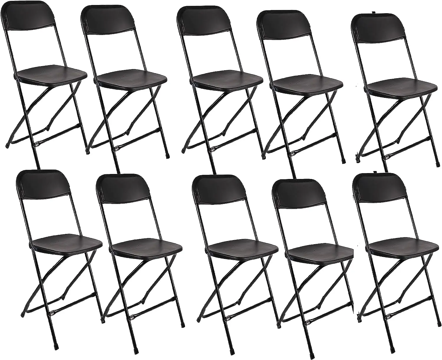 BTEXPERT Plastic Folding Chairs, Set of 10 - Sturdy PP+Steel Commercial Grade Seating, 250lb Capacity, Pre-Assembled, Stackable, Non-Slip Feet, Drain Holes, 17.7in W x 18.5in D x 31.9in H, for Church, Seminars & Events