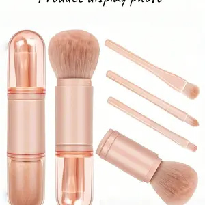 Four-In-One Retractable Mini Professional Makeup Brush Set, Portable Travel Kit, Foundation, Blush, Loose Powder, Eyeshadow Brushes, Ideal Gift