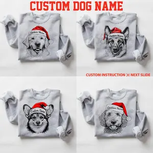 Custom Any Name, Santa Paws Christmas Dog SPORT GREY Sweatshirt – 50 Dog Breeds in Festive Santa | Gildan Unisex Holiday Pullover