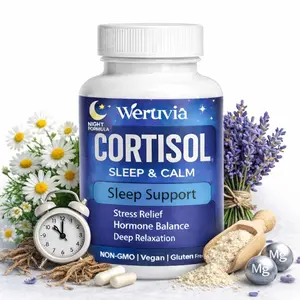 Cortisol Sleep Support Supplement – Stress Relief & Hormone Balance Night Formula for Deep Relaxation, Calm Mood & Better Sleep, Non-GMO, Vegan, Gluten Free