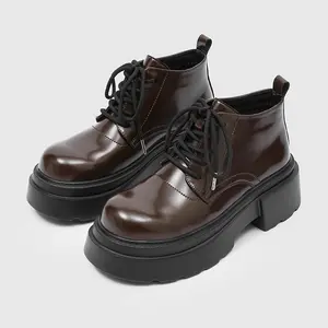 Men’s British Style High Top Work Boots Thick Sole Fashion Motorcycle Boots