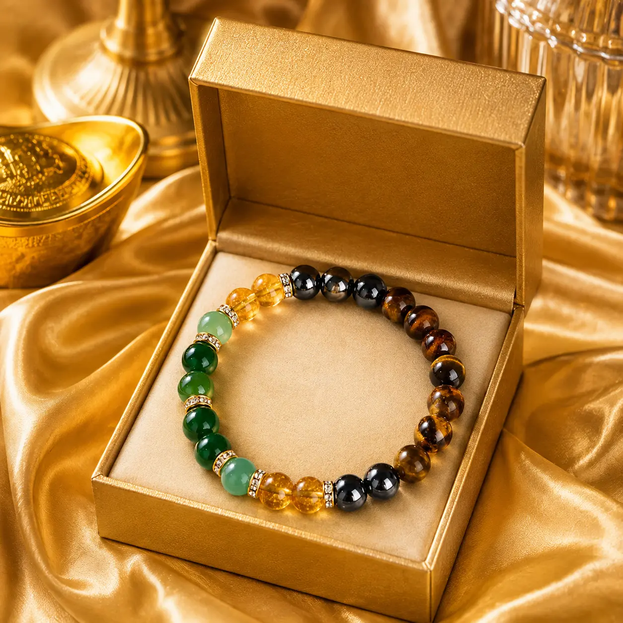 Money Bracelet with Black Onyx and Tiger's Eye - Luck Bracelet - Attract Wealth, Abundance and Prosperity Crystals And Healing Stones Lucky Bracelet Jewelry Bracelet Crystal Gemstone Bracelet Exquisite Bracelet High Quality Bracelet