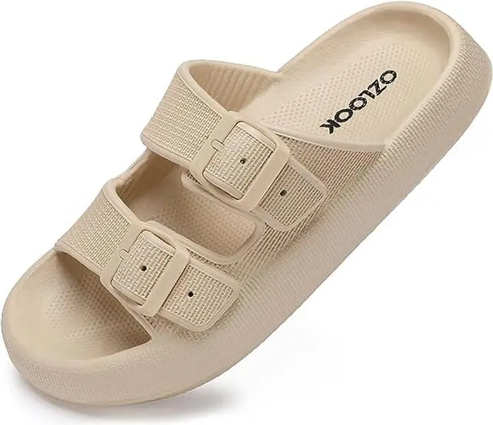 Pillow Slippers,Cloud Slides Double Buckle Adjustable,EVA Ultra Cushion Sandals Footwear Girl Women Shoe Comfort Walking Shoes Flipflop, Casual Slipper Shoes