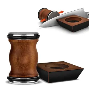 Magnetic Knife Sharpener Set, 1 Set Non-slip Manual Wooden Knife Rolling Sharpener, Kitchen Gadgets for Home Dining Room Barbecue