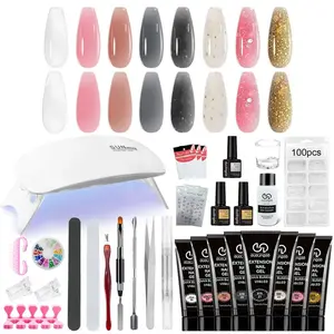32-Piece All-in-One Poly Gel Kit | 8-High-Saturation Gel Colors + High-Power Builder Gel + Portable UV Lamp | Salon-Grade Long-Lasting Finish, DIY-Friendly for Beginners | USB Direct-Charge Design, 2025 Fashion-Forward Nail Essential
