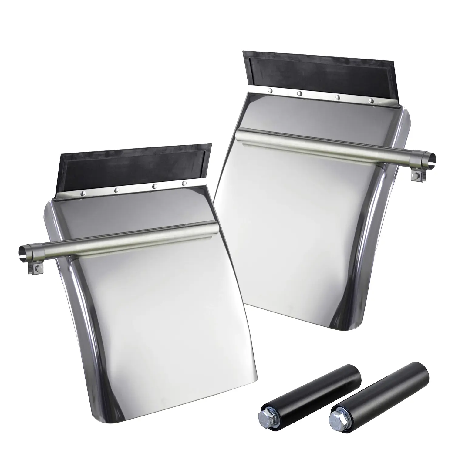 24in x 29in Polished Stainless Steel Quarter Fender Set Mud Flap Hangers, Car Accessories Vehicle Protector with Tube Mounting Brackets, Bolt Mounting Brackets & Hardware, Long Service Life, Reduces Scratches for Semi Trucks