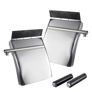 24in x 29in Polished Stainless Steel Quarter Fender Set Mud Flap Hangers with Tube Bracket Mounting Hardware and Bolt Mounting Brackets fit for Semi Trucks