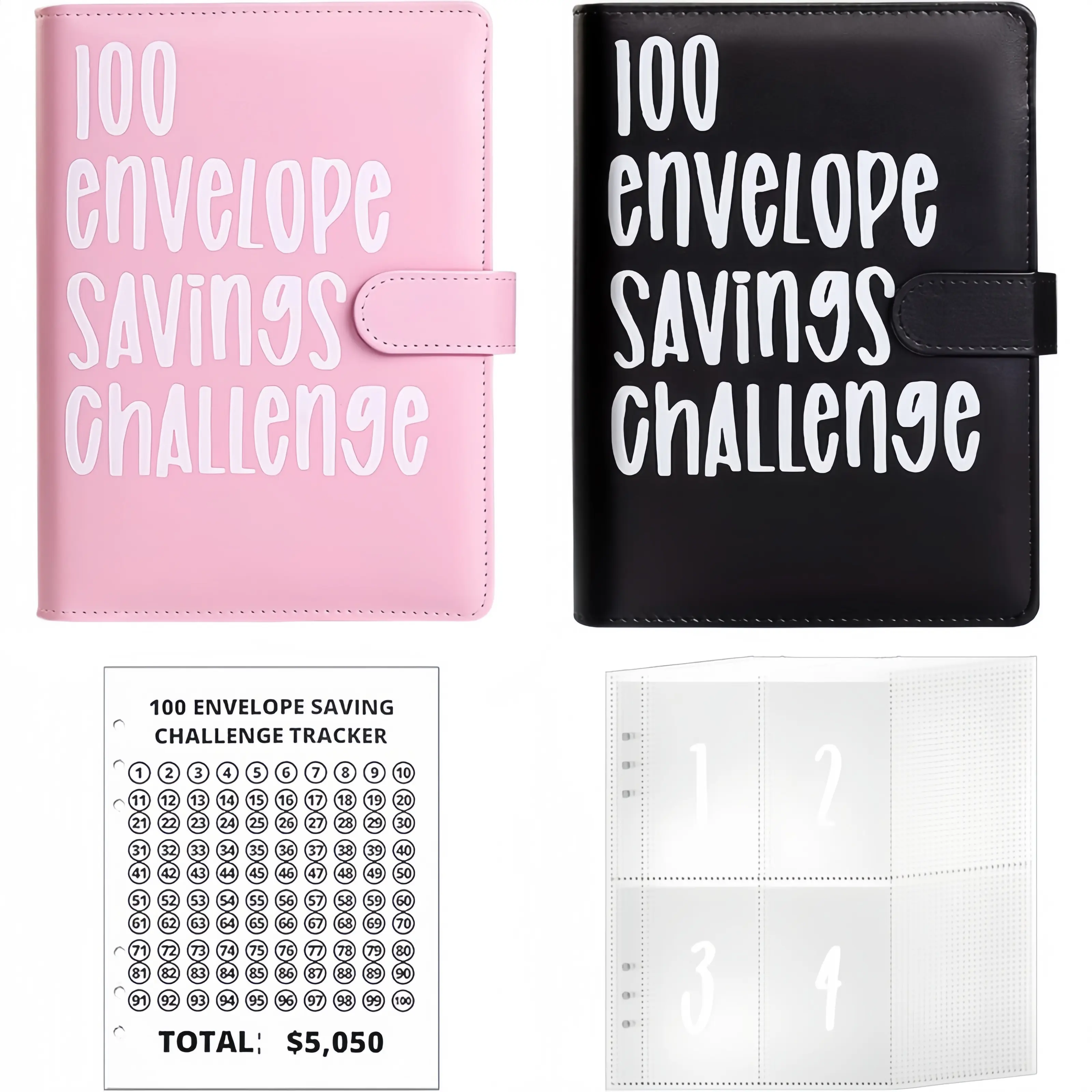 100 Envelopes Money Saving Challenge - A5 Money Saver Budget Binder Book with Cash Envelopes and Numbers, 100-Days of Easy and Funny Ways to Save $5,050 Cash Envelope Challenge Binder