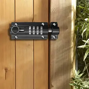 Customizable 4-Digit Combination Slide Latch Lock, Metal Barrel Bolt Safety Door Security, Password Setting, Adjustable Design