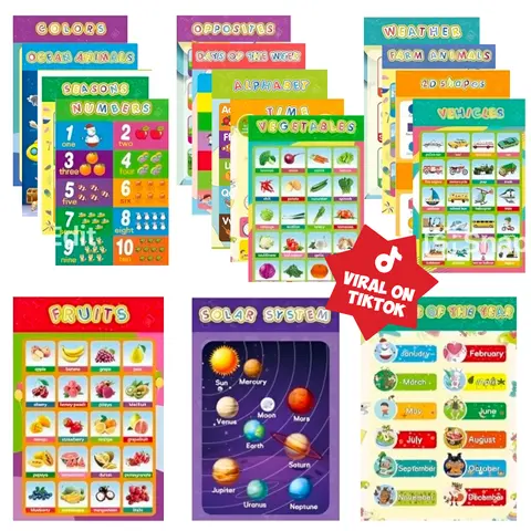 16 Educational Posters for Toddlers Classroom and Teacher Decor for Kids, Perfect for Ages 1-5, Ideal for Elementary and Colorful-Themed Rooms