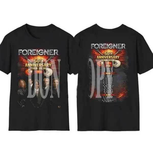 Foreigner Tour 2026 50th Anniversary Concert T-Shirt - Limited Edition Rock Music Fan Outfit Cotton Fit