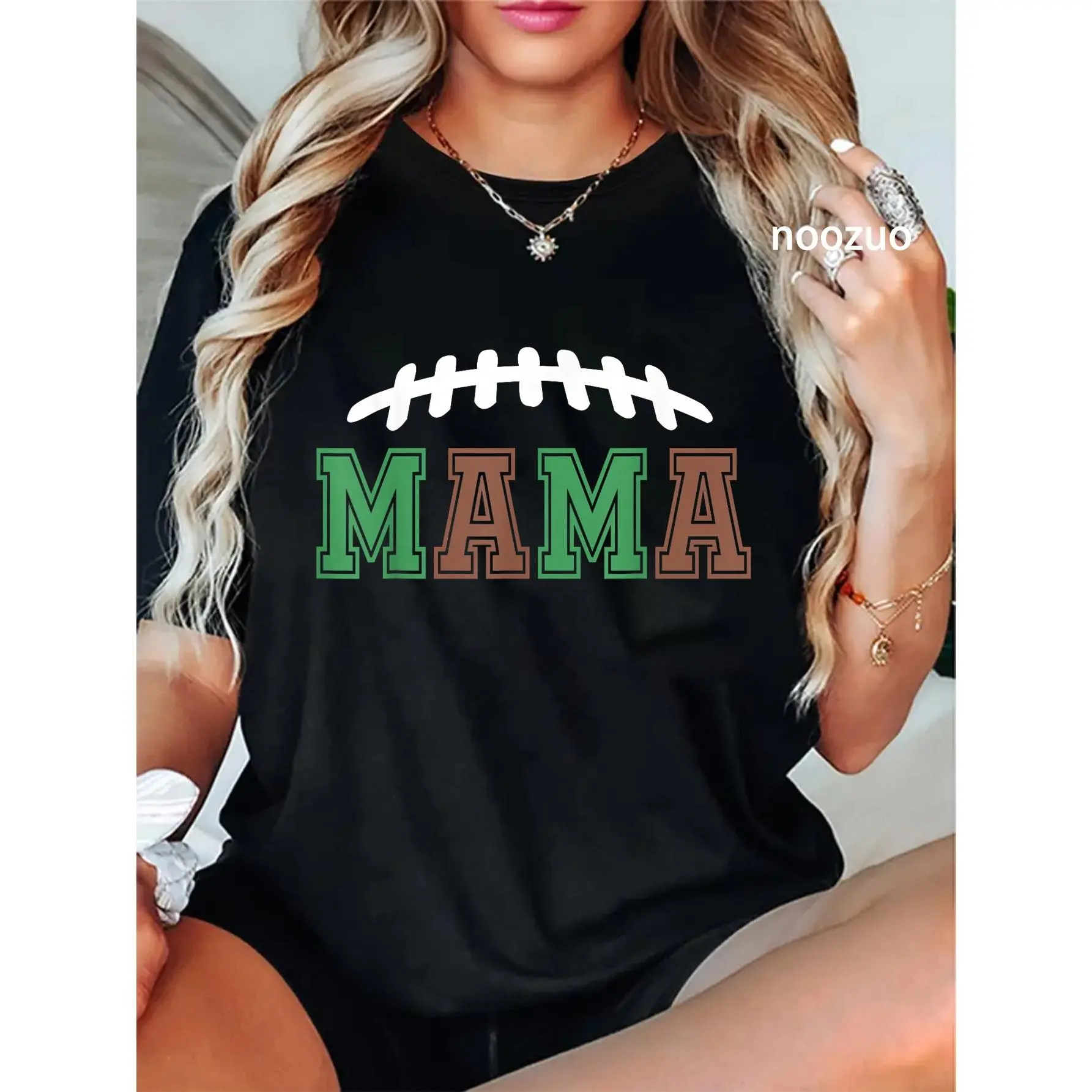 100% Cotton Mama Of The 1 Year Old Football 1st Year Birthday Boy Girl T-Shirt