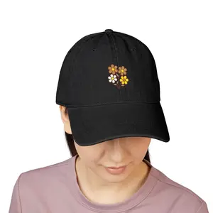 Embroidered Daisy Bouquet Cap — Floral Denim Hat, Cute Yellow Flower Embroidery