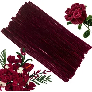 100 count Solid Color Pipe Cleaners, 12 Inch 6mm Single Color Chenille Stems, Fuzzy Flexible Craft Pipe Cleaners, Bulk Art DIY Supplies , Flower Making, Holiday Decor &  Projects(Reddish Brown)