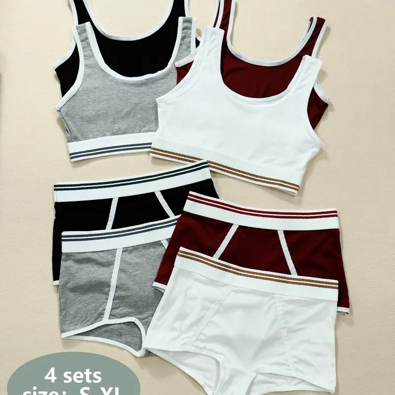 Women's Lingerie Set Basic, High Waist Fitted Bra and Panties, Wireless Full Coverage, Breathable Casual Style, All Seasons Comfort