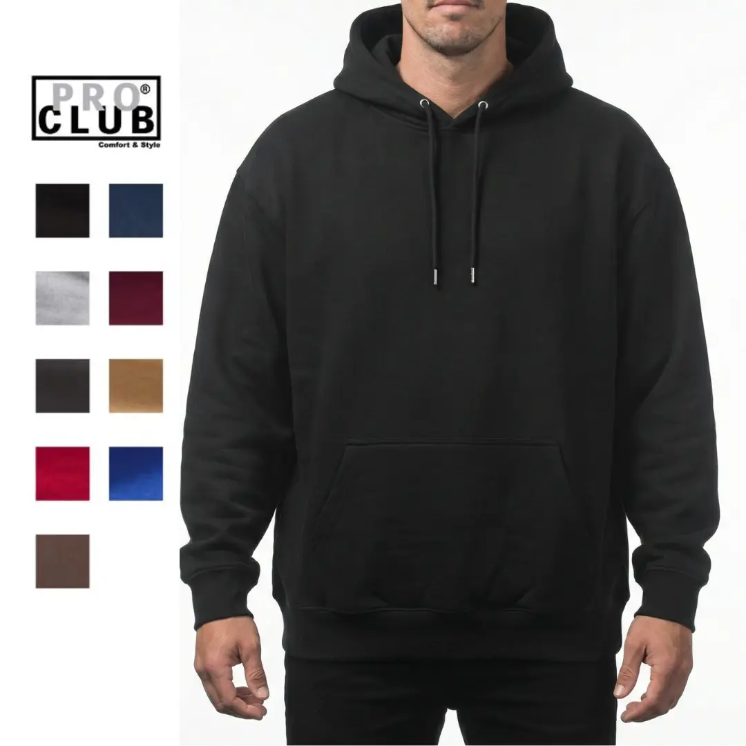 Pro Club Men's Heavyweight Pullover Hoodie - 13oz Classic Long Sleeve Cotton Polyester Fleece Sweatshirt with Lined Hood & Ribbed Cuffs, Sweatshirts, Menswear, Relaxed Fit