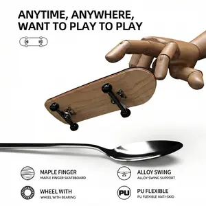 Finger Skateboard, Five-Layer Maple Wood, Bearing Alloy Wheels, Includes Screwdriver, Creative Desktop Toy for Stress Relief, Setup Fingerboard