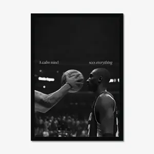 Kobe Bryant Motivational Poster, Photography Print, Basketball Sports Gift, Minimalist Black & White Photo