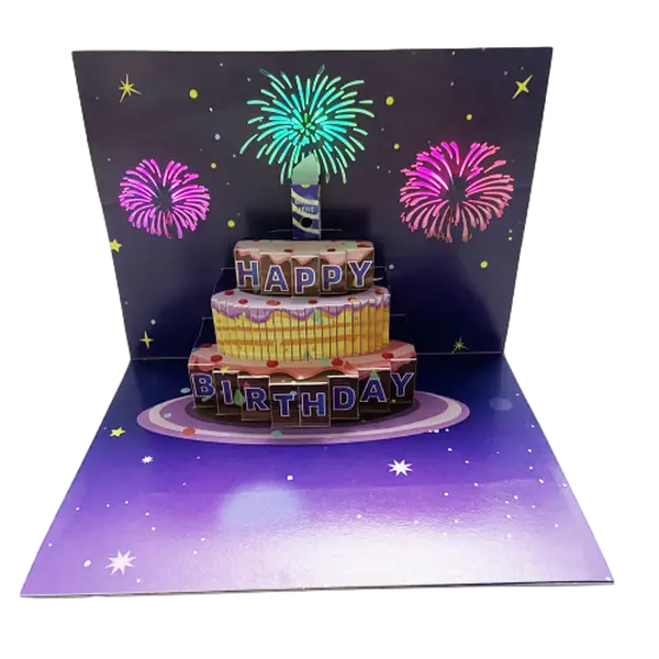 3D Pop-Up Birthday Card with Music  - Blow Out Candle Feature, Perfect for Friends, Family, Teachers - Includes Batteries