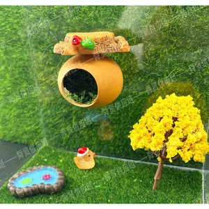 Mini Garlic Gourd Jumping Spider Hideout Set with Magnetic Sunning Platform Food Bowl & Decor for Gray Orange Spiders（Acrylic case not included）