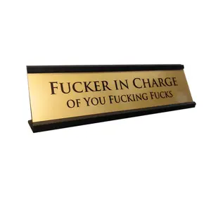 Fucker in Charge Desk Nameplate Sign - 8x2" Executive Desk Nameplate Gag Gifts for Men,Boss, Manager, and Coworker - Office Accessories Decor Decoration easter day plaque
