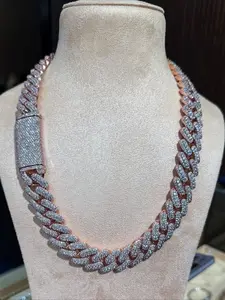 24 inches, 16 mm, hip-hop/rap, trendy, circular, moissanite, luxurious, Miami/Cuban-style link, Cuban Link Chain, 925 silver, custom-made *Tested by a tester*- Perfect for Valentine’s Day, Halloween, Easter gifts.