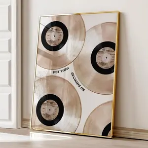 Vinyl Record Wall Art Print, Trendy Retro Music Poster, Maximalist Aesthetic Wall Art, Beige Apartment Decor, Music Gift