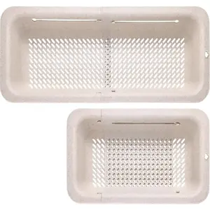 Collapsible Colander for Kitchen, Over the Sink Strainer Basket for Kitchen, Fruit Pasta Food Strainer Expandable Plastic Colander BPA Free (Straw)