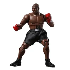 Advanced Boxer Action Figure 7.08inch ， with 3 Interchangeable Heads Red Gloves 'BEAST' Shorts Collectible Display Model for Sports Enthusiasts 18cm Muscle Texture