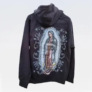 Virgencita de Guadalupe Grey Blink Hoodie Menswear Stylish Sweaters Underwear Pullover Elegant Cotton Print Casual Outfits