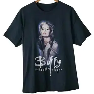 [SALE OFF 50%] 90s Black Buffy The Vampire Slayer T-Shirt basic black graphic tee