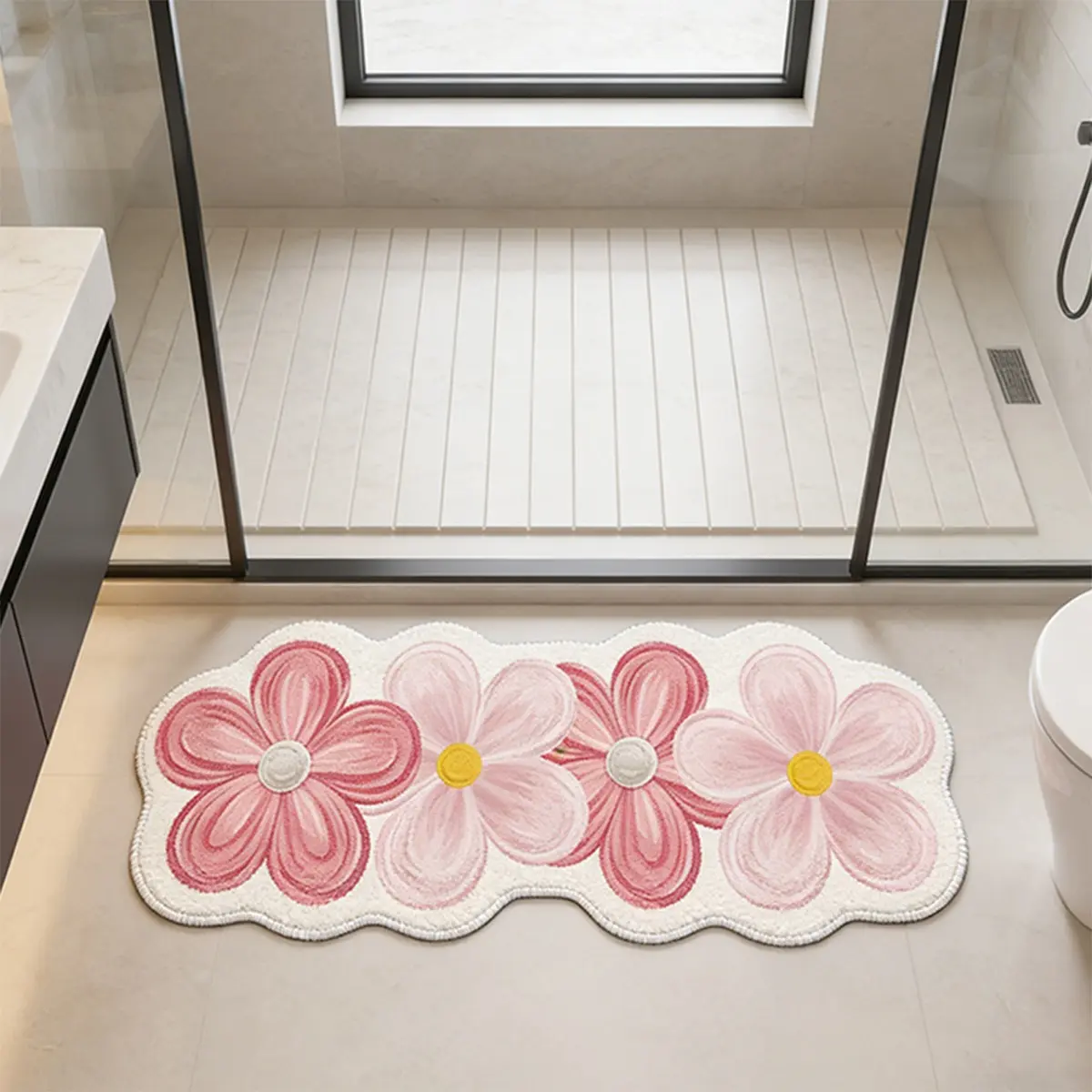 Flower Cartoon Rug Design Cute Cartoon Flower Rug, Soft Comfortable Plush Mat, Floral Shaped Rug ...