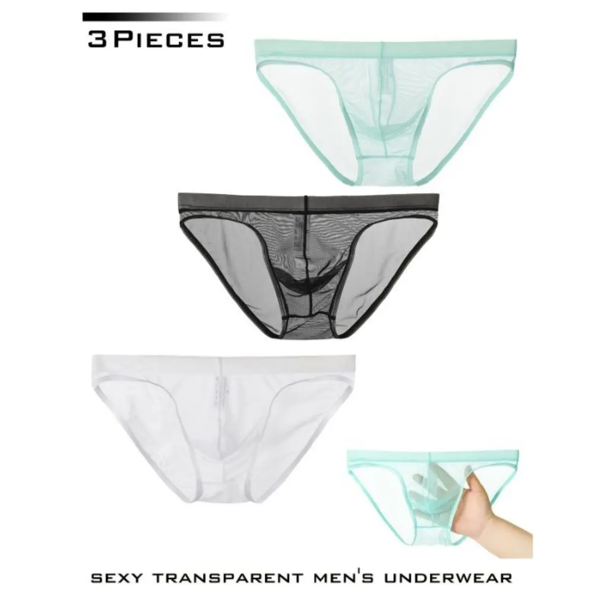Men's Ice Silk Boxer Panties - Seamless Ultra Thin Breathable Soft Comfortable Stretch Underwear Texture. Mesh Side Belt Profile Fabric Clothing