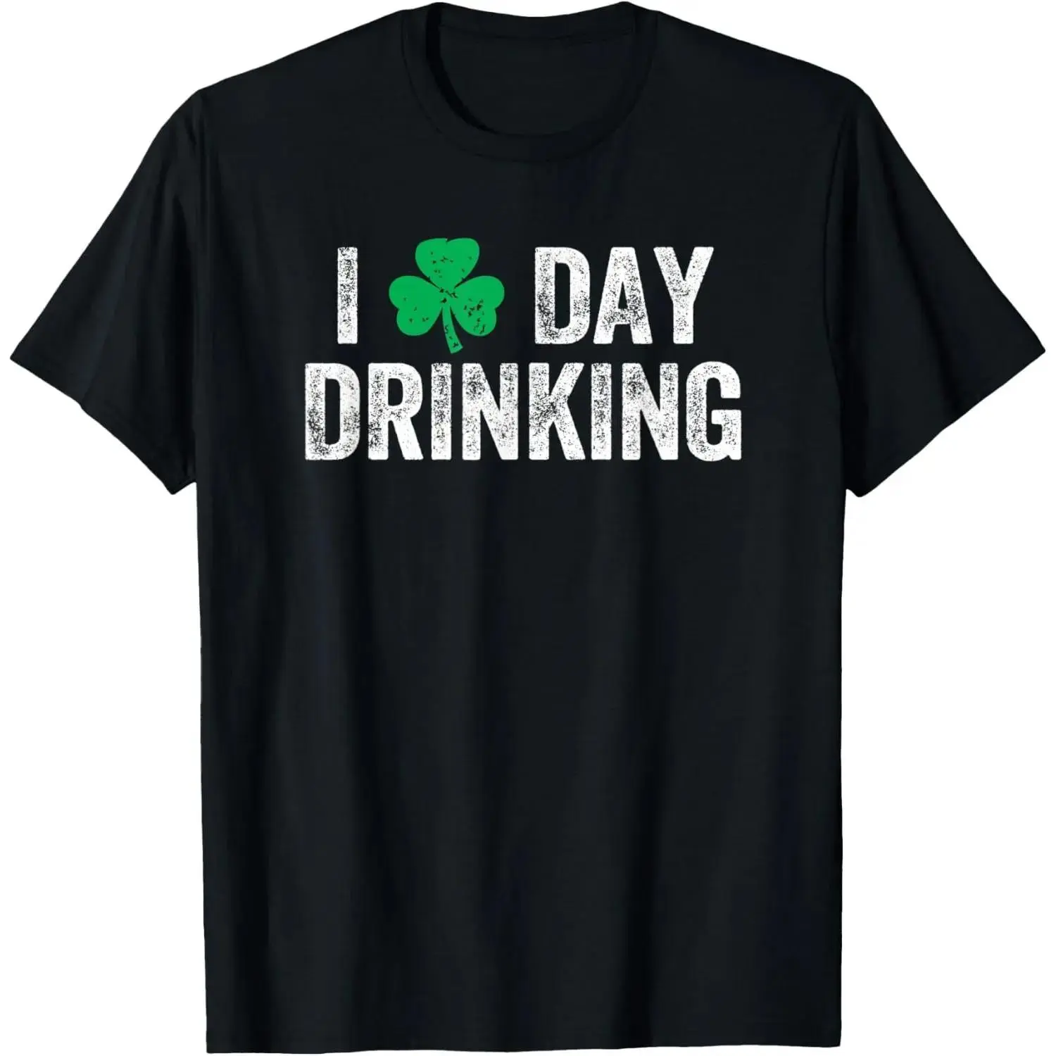 Women's Short-Sleeve Round Neck Streetwear T-Shirt - Breathable Casual Fabric, Humorous "I Love Day Drinking" St. Patrick's Day Shamrock Retro Top, Shortsleeve