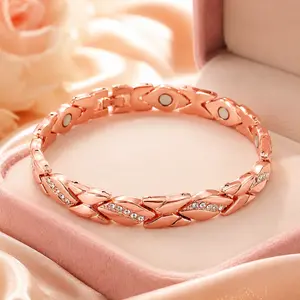 Women's Leaf Design Magnetic Bracelet with Sparkling Crystals, 3500 Gauss Magnet, Perfect Valentine's Day Mothr's Day Gift, Gift for Her Daily Wear outdoor fun summerwins
