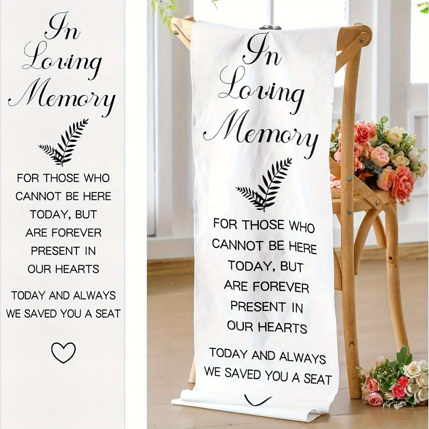 Memorial Wedding Chair Banner, 14x49 Inch Wedding Memorial Party Decoration, in Loving Memory Sign, Reserved Seat for Heavenly Loved Ones, Party Decorations Banners, Decor for Weddings