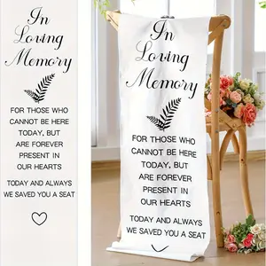 Memorial Wedding Chair Banner, 14x49 Inch Wedding Memorial Party Decoration, in Loving Memory Sign, Reserved Seat for Heavenly Loved Ones, Party Decorations Banners